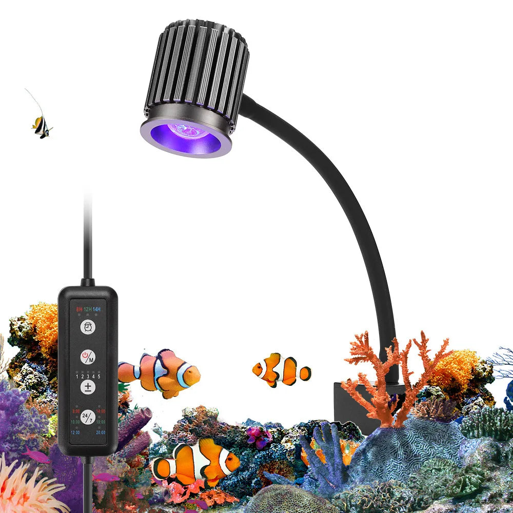 Fish Tank LED Seawater Lamp Specially for Corals Aluminum Alloy Aquarium Lighting with UV Intelligent Dimming Timing Clamp Light Vue