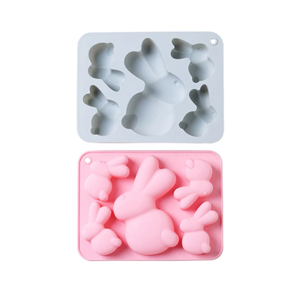 5 Pairs silicone Molds Non-Stick Reusable Cake Baking Tray & Hand Soap Mold for Easter Party DIY Dessert Soap Craft Making Vue