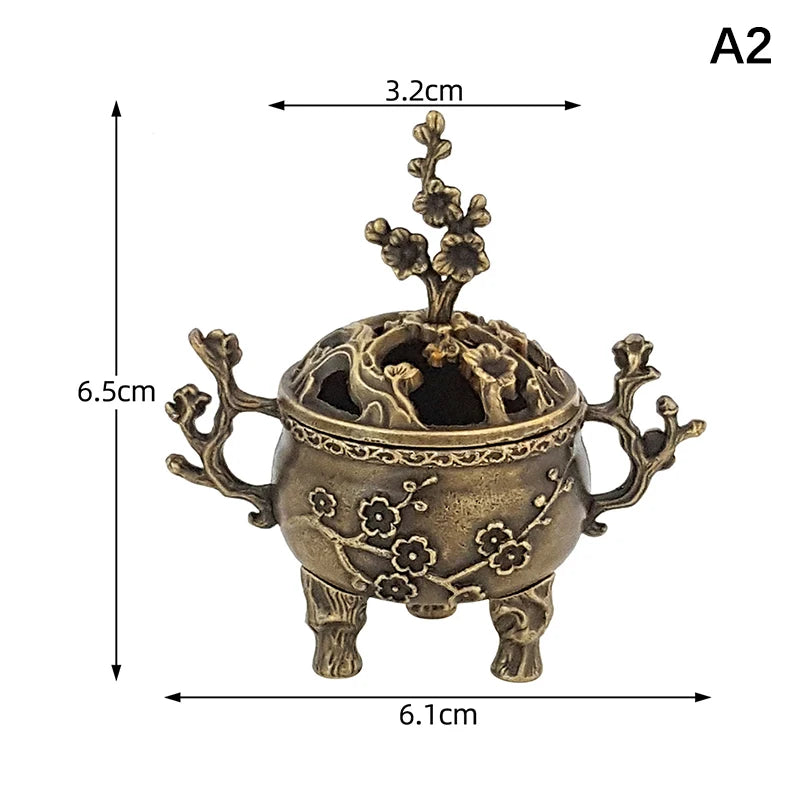 Mini Plum Blossom Lucky Incense Burner Metal Lotus Incense Burner Bowl Incense Holder With Handle Yoga Meditation Home Decor Vue A2