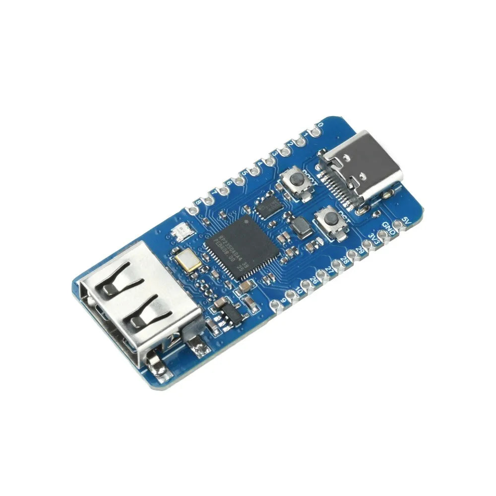 RP2350A MCU Board Type-C Powered USB-A Expansion W25Q16 Flash BOOT Reset Buttons Compact Half-hole Embedded Controller Module Vue
