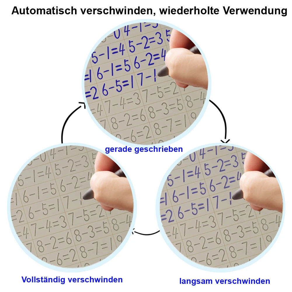 4pcs Reusable Magic Practice Copybook German Kid Grooved Handwriting Tracing Book with Pen Holder Preschool Learning Child Gift Vue