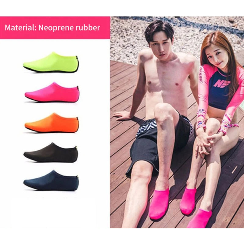 1 pair Barefoot Quick-Dry Aqua Socks Unisex Swimming Non-Slip Snorkeling Deep Diving Warm Waterproof Beach Socks Shoes Vue