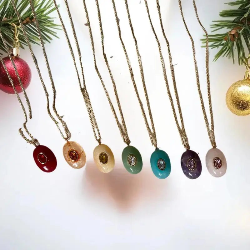 Trendy Titanium Steel Waterdrop Birthstone Charms Pendant Necklace