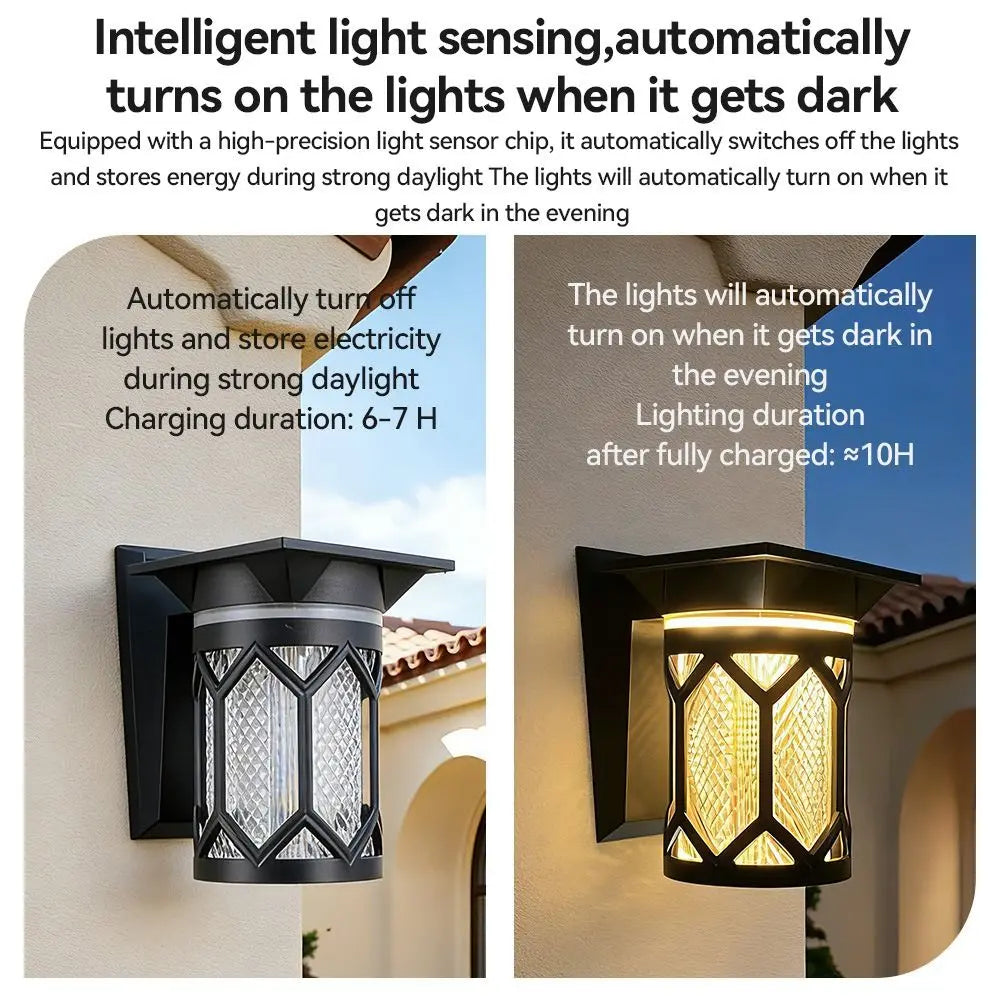 IP54 Rating Solar Wall Lights 3 Color Lights Waterproof Intelligent Wall Sconce Round/Square Remote Control LED Solar Lamp Porch Vue