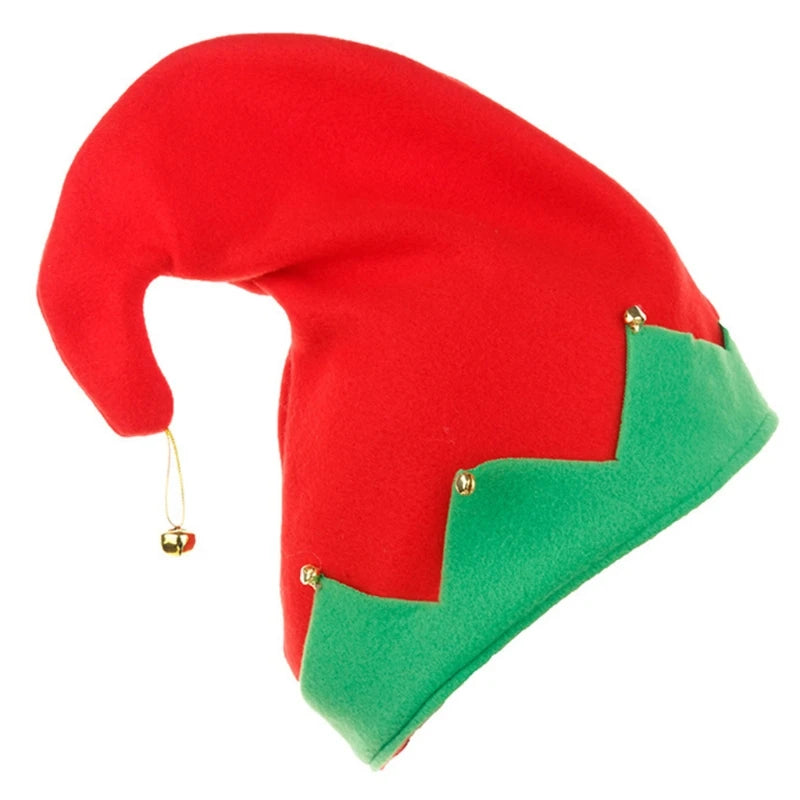 Kids Plush Elf Hat with Bell – Christmas Santa Helper Cap