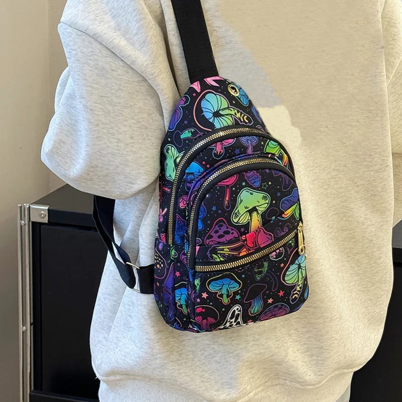 Crossbody Bag Purse Shoulder Versatile Ethnic Canvas Backpack Chest