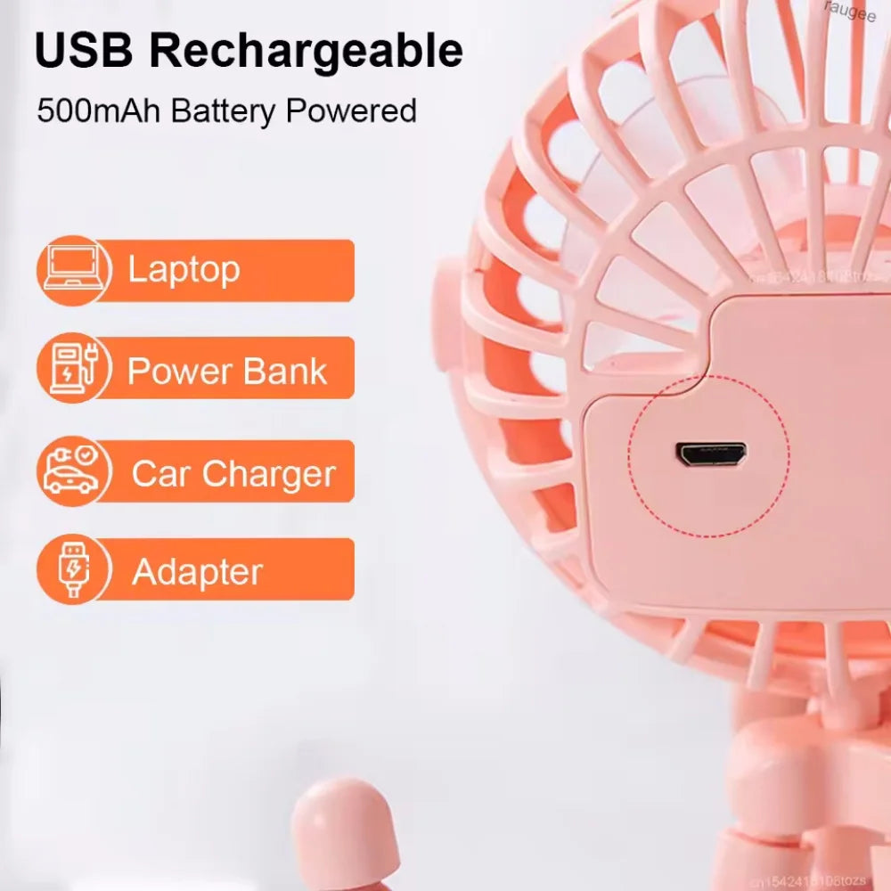 Octopus shape handheld fan standing, hanging and winding 4 forms night light design rechargeable long battery life mini fan Vue