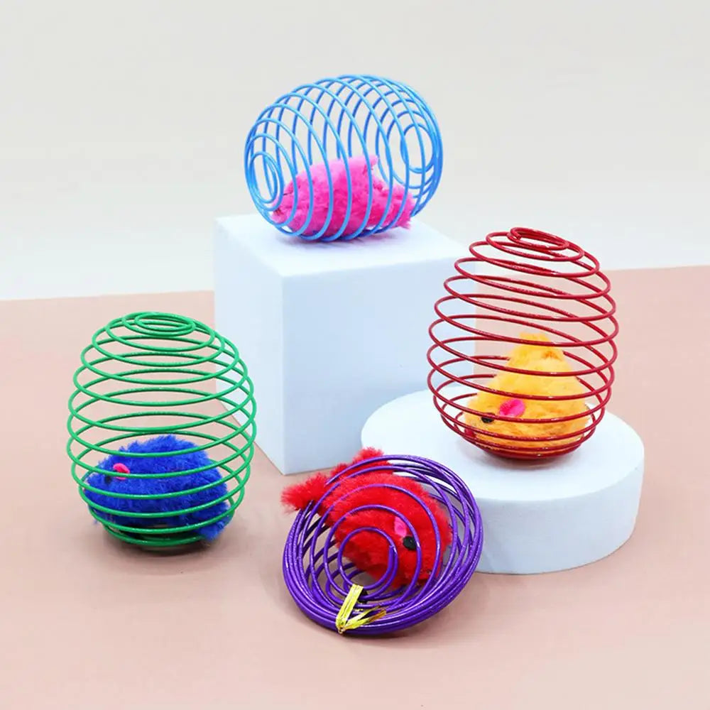 1pcs Cat Toy Balls Funny Stretchable Kitten Springs Toys Interactive Caged Rats Rolling Cat Balls Toy For Cat Dog Random Color Vue 1pcs Random color