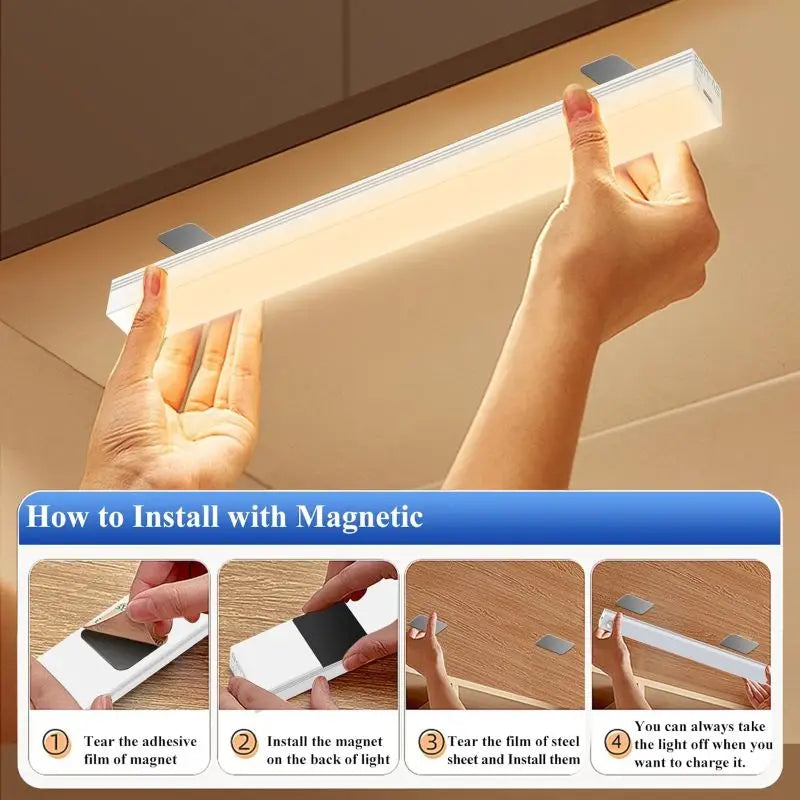 Wireless Motion Sensor Light USB Rechargeable LED Night Light Kitchen Cabinet Wardrobe Lamp Staircase Backlight Bedroom Lighting Vue