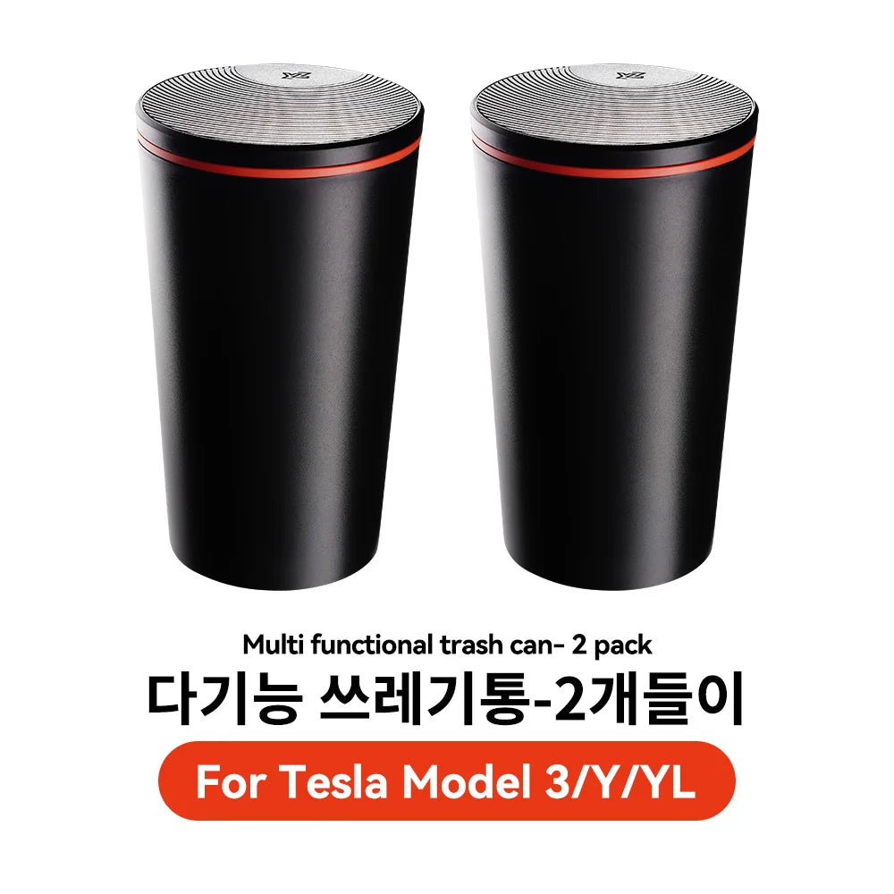 YZ Mini Car Trash Can Garbage Bin Storage Bucket Portable Interior Waste Organizer Container for Tesla Model 3 Y YL 2026 New Vue 2pcs