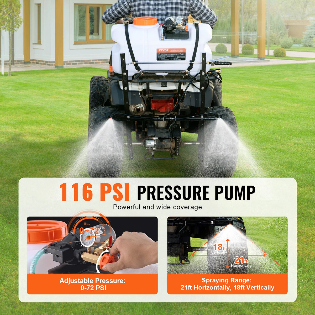 ATV UTV Broadcast Spot Sprayer 60L 12V Pump Adjustable Boom ATV Broadcast Sprayer Vue