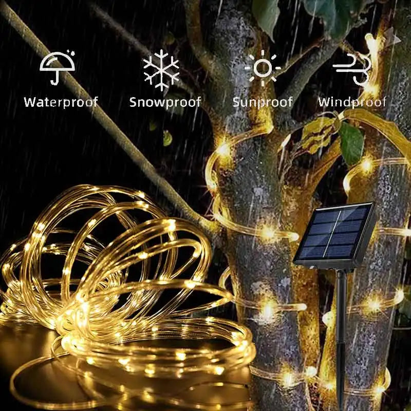Solar Rope Lights Solar LED Light Path Deck Outdoor Garden Solar String Lights Waterproof Outdoor Lighting Strips 8 Light Modes Vue