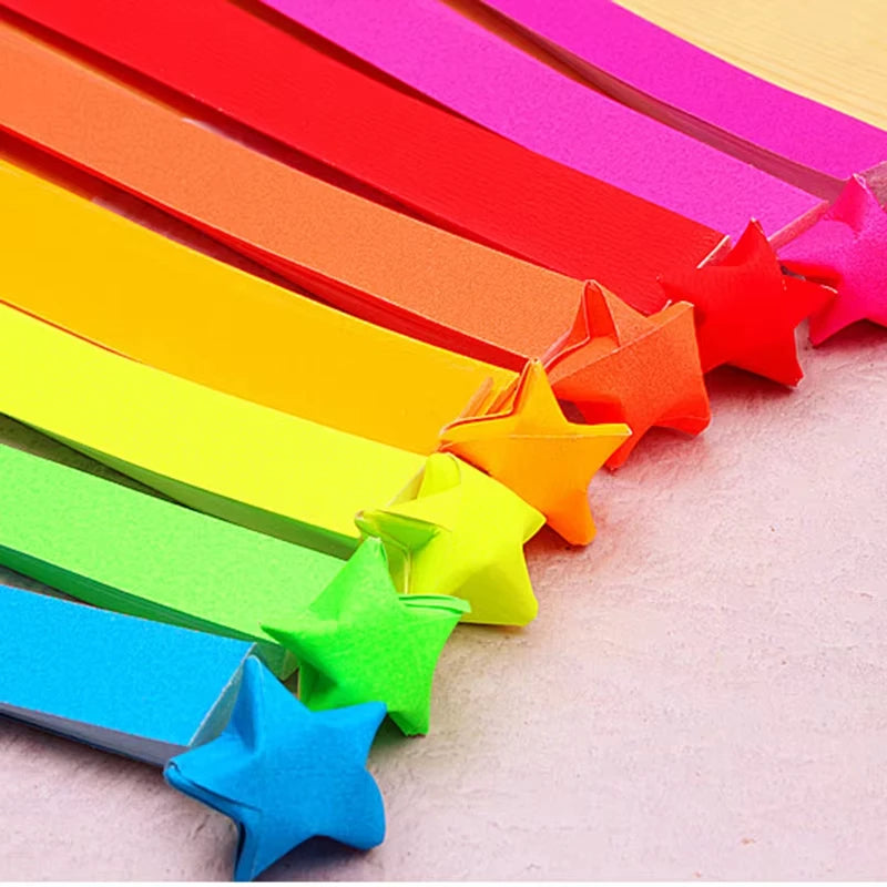 Origami Lucky Star Ribbons Colors Strips Paper Folding Kit Lucky Wish Star Decoration Wishing Star For Kids (Random Color) Vue