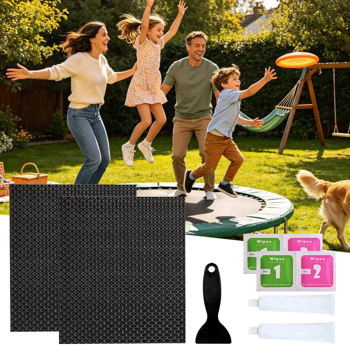 Trampoline Repair Patch Kit Replacement Strong Cuttable Tear Repairing Trampoline Patch Repair Kit for Home Garden Yard Lawn Vue