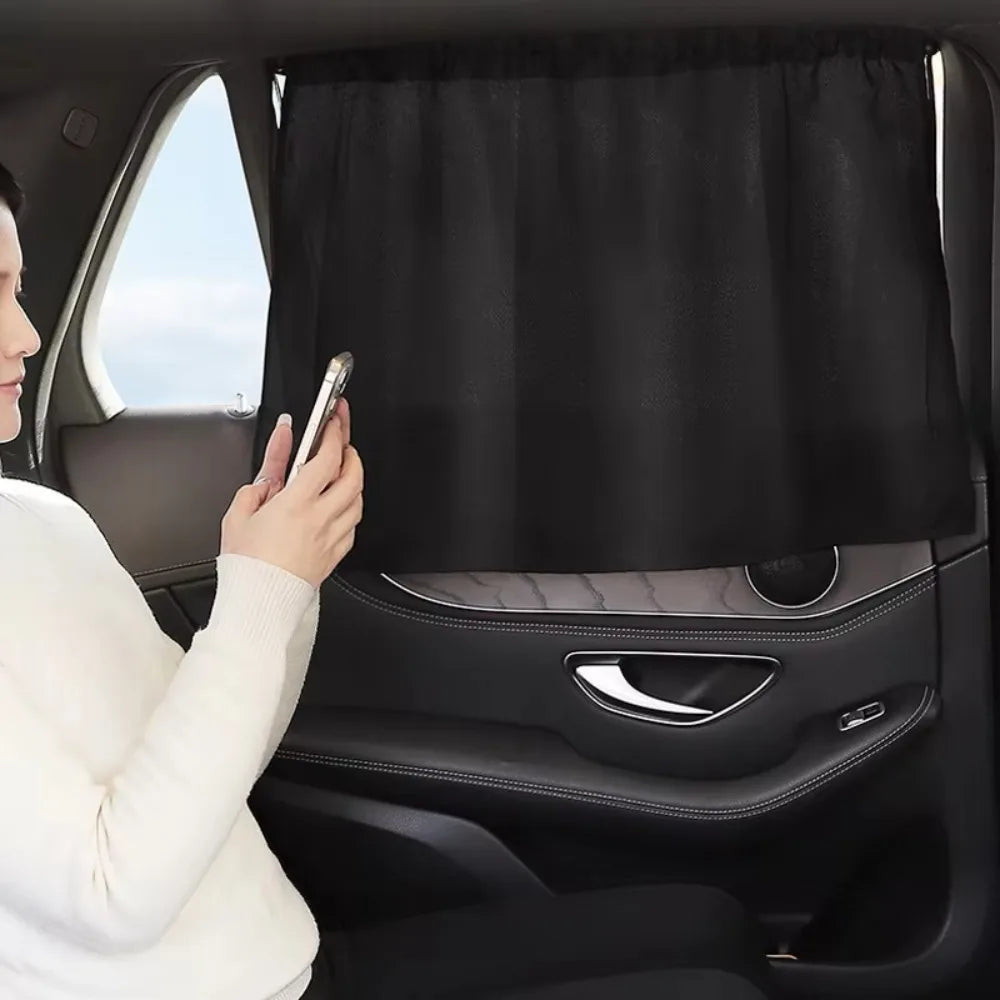 Black Suction Cup Curtain UV Protection Universal Side Window Car
