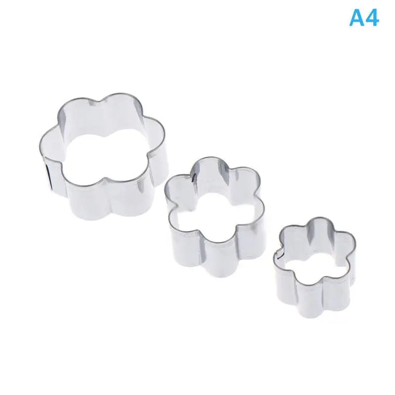 Heart and Flower Cookie Cutters 3 Size Stainless Steel Fondant Molds Set for Cake Decorating Creative Baking Vue Flowers