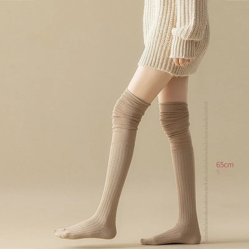 1-10Pairs Over Knee High Socks for Women Thin Solid Color Stackable Ribbed Knit Long Stockings Casual Streetwear Vue