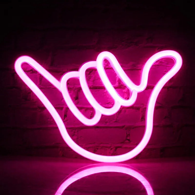 LED Neon I Love You Peace Gesture Finger Neon Signs Night Light 3D Wall Art & Game Room Bedroom Living Room Decor Lamp Signs Vue