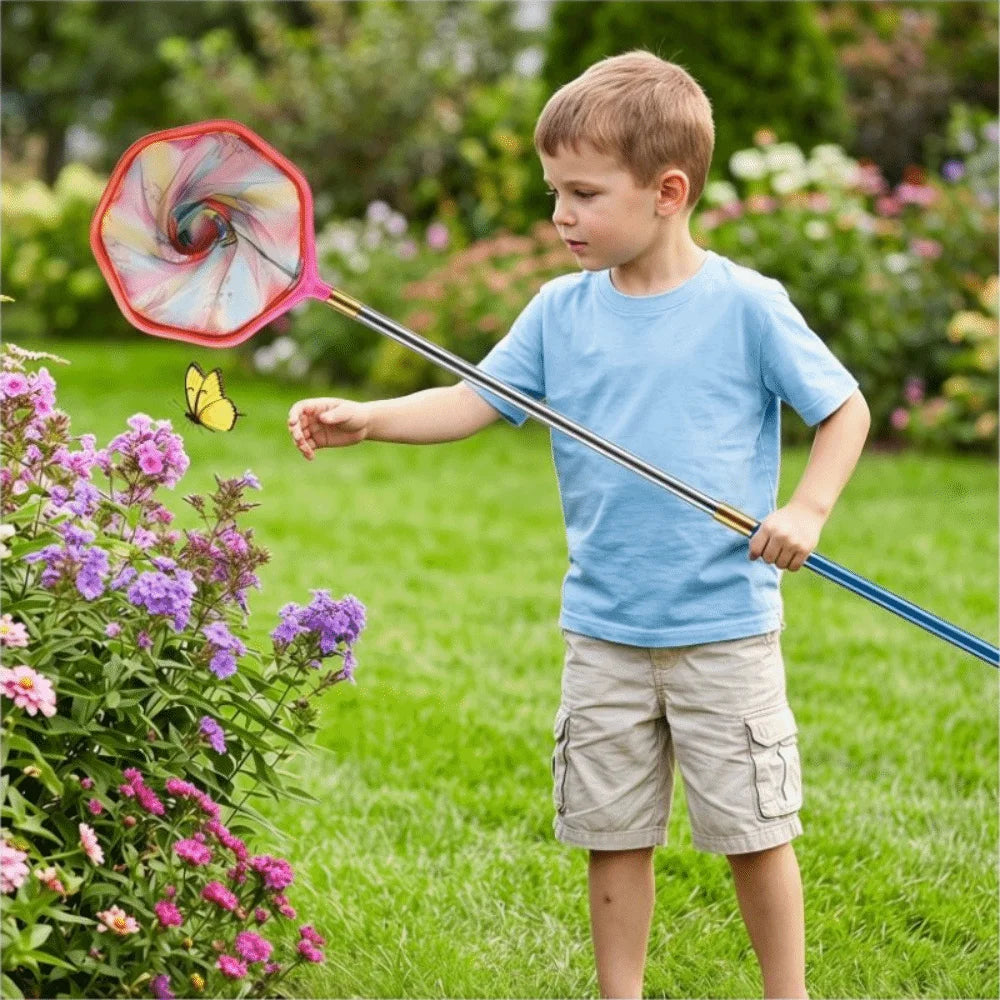 Non-Slip Handle Pocket Fish Dip Net Retractable Design Skimmer Telescopic Pole Net Head Catcher Function Heavy-Duty Vue