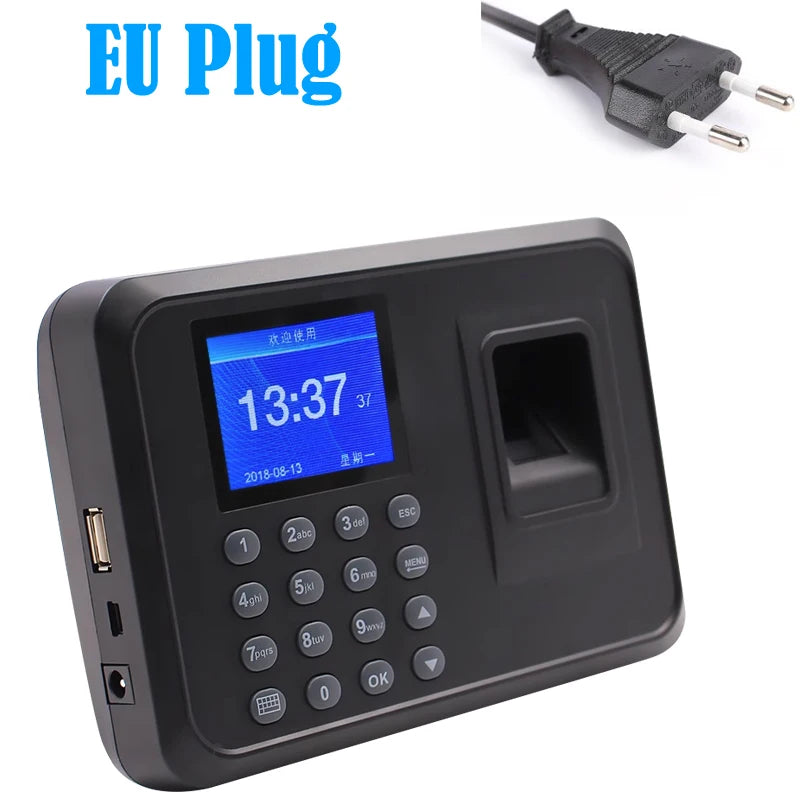 Biometric Fingerprint Time Attendance Machine Employee Recognition Device Electronic Staff Worker Check in Record Clock Recorder Vue A5-EU