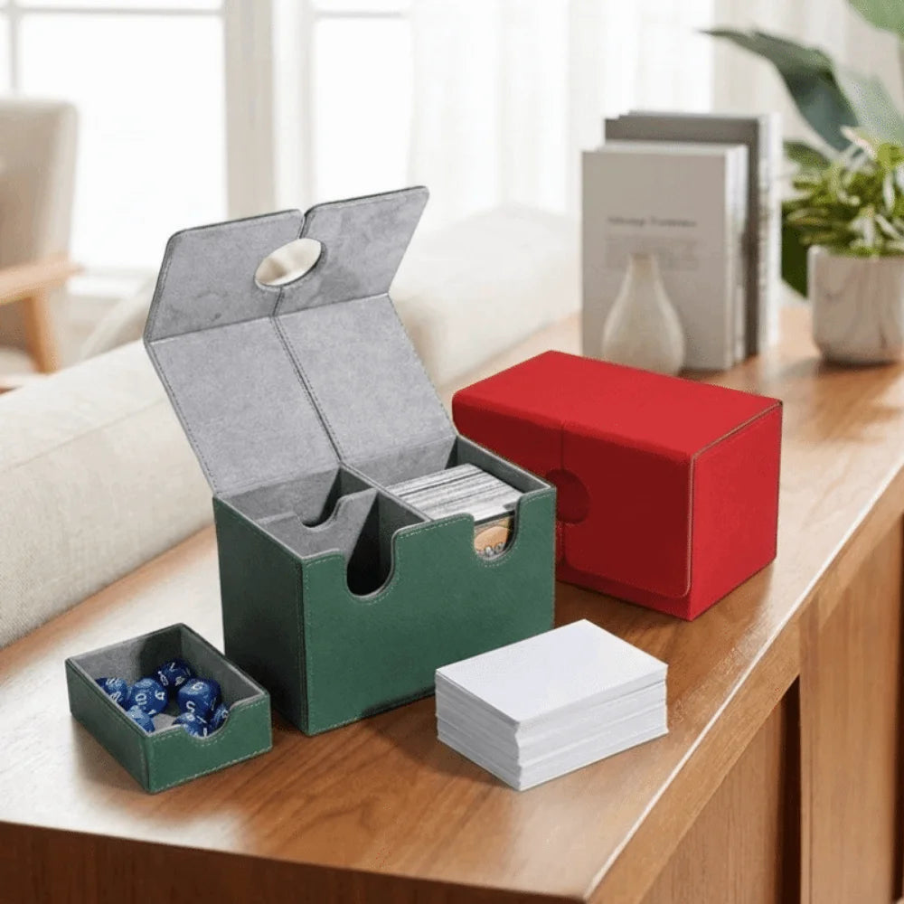 PU Magnet Collectible Card Case Anti-Slip Moisture-proof Trading Cards Storage Box Scuff Resistant with Small Tray Card Deck Box Vue