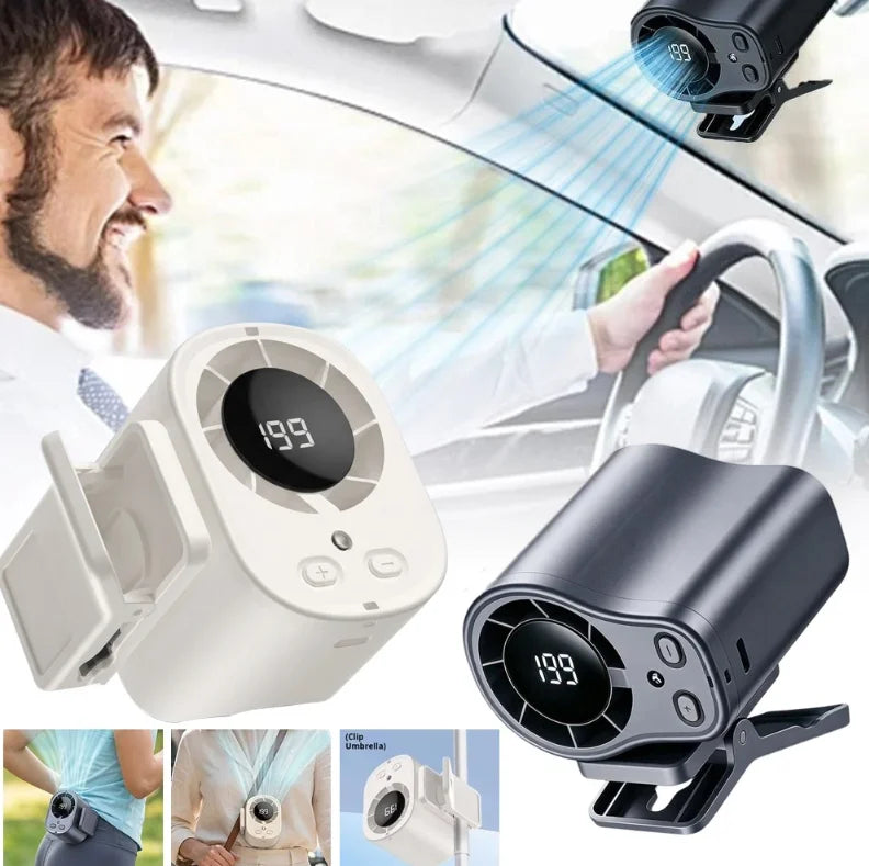 Powerful Airflow Clip Fan USB Charging Mute LED Digital Display Cooling Function Car Clip-on Mini Fan Portable Car Electric Fan Vue