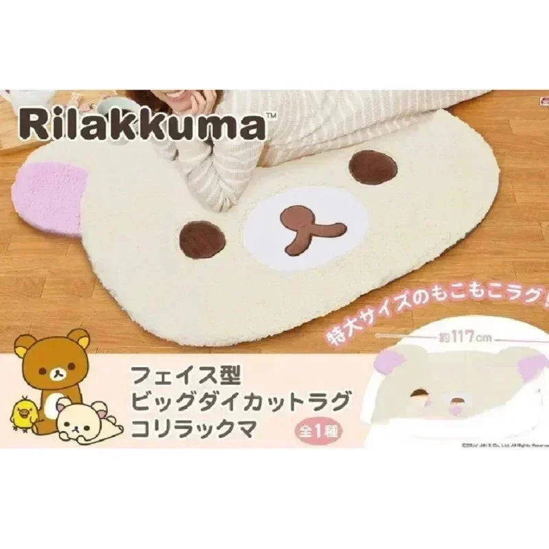 Rilakkuma Plush Floor Mat Soft Cartoon Cute Korean Bedside Rug Cozy Bedroom Carpet For Kids Teens Women Home Birthday Gift Vue
