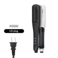 2-in-1 Steam Hair Straightener Brush & Curler – Negative Ion Hair Straightener Brush Vue White 110V US plug