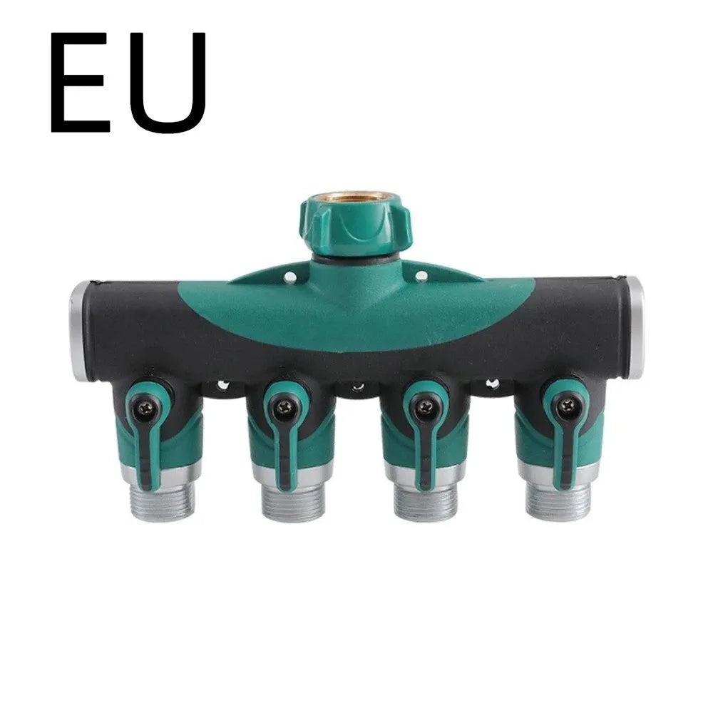 3/4 Inch 4 Way Hose Connector Splitter Adjustable Zinc Alloy Water Tap Hose Splitter Distributor Individual Flow Control Vue EU