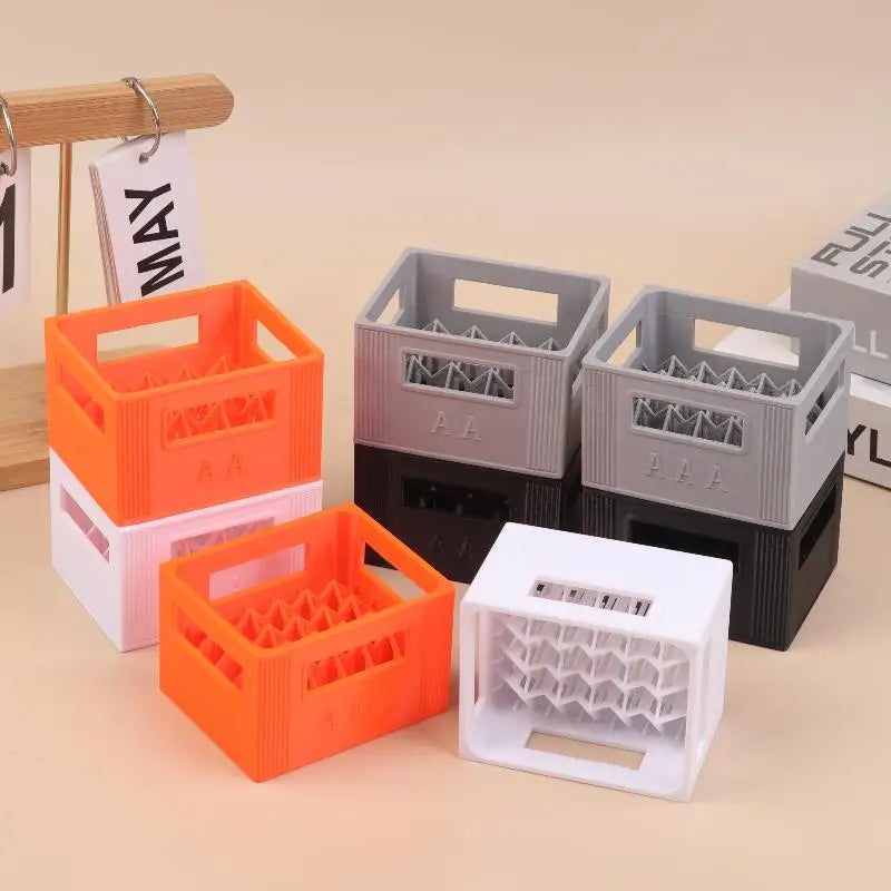 3D Printed Beer Crate Style Battery Storage Case No. 5 Aa No. 7 Aaa Battery Basket Stackable Batteries Storage Box Home Decor Vue