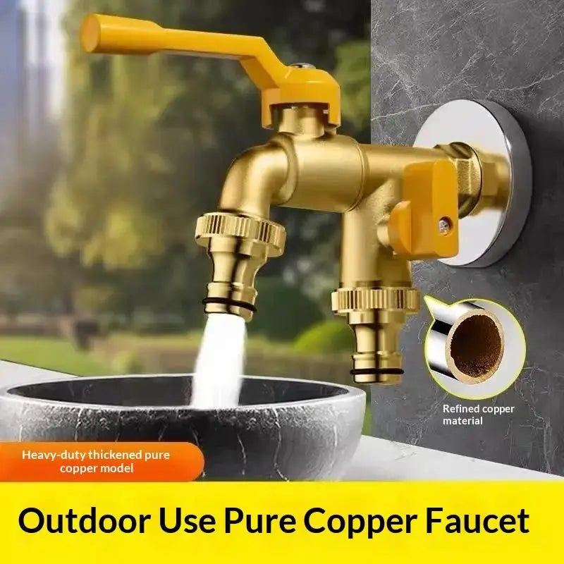1 Set Courtyard Water Tap Thickened Antifreeze One In Two Out Faucet For Outdoor Garden Agriculture Washing Vue