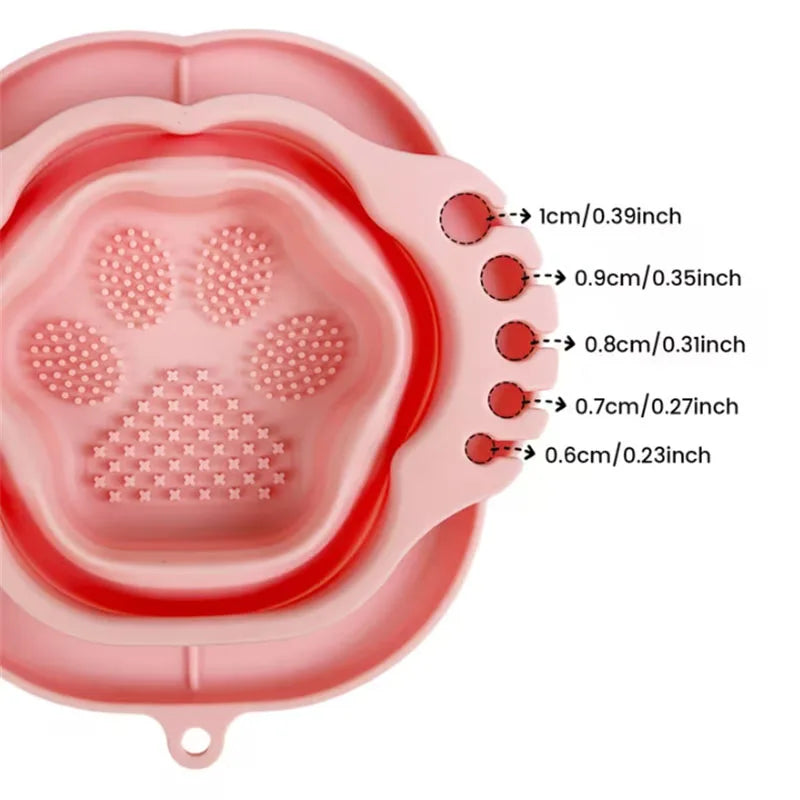 Foldable Cat Paw Silicone Makeup Brush Cleaning Bowl Portable Collapsible Makeup Sponge Washing Scrub Mat with Brush Holder Slot Vue