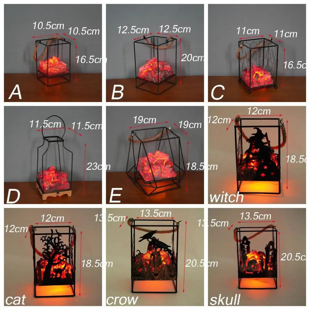 Style Burning Flame Table Ornaments Small Fireplace Charcoal Flame Lamp LED Light Halloween Decor Halloween Scene Props Vue