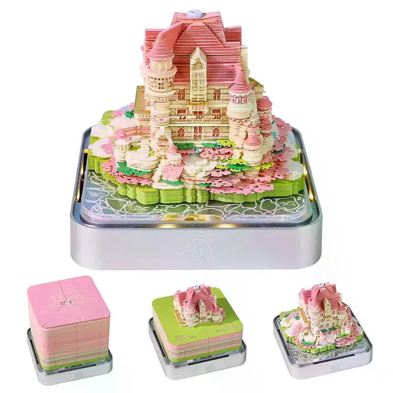 Time Calendar 2027 Desk LED Light 3D Tear-away Paper Carving Art Memo Vue