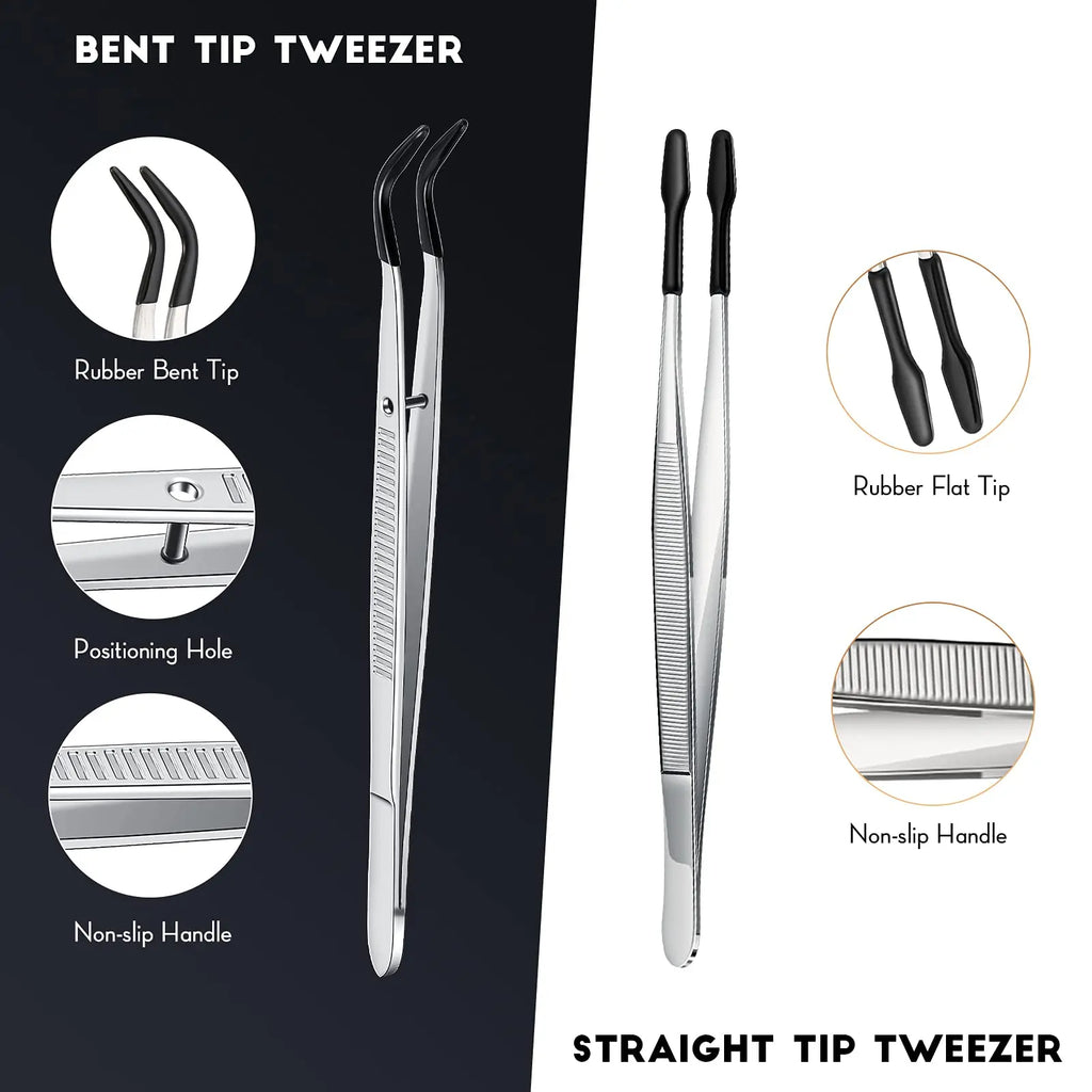 1/2/4pcs Tweezers With Rubber Tips Tweezers Rubber PVC Silicone Coated Non Marring Flat Tip Bent Tip Tweezers Tipped Tweezers Vue