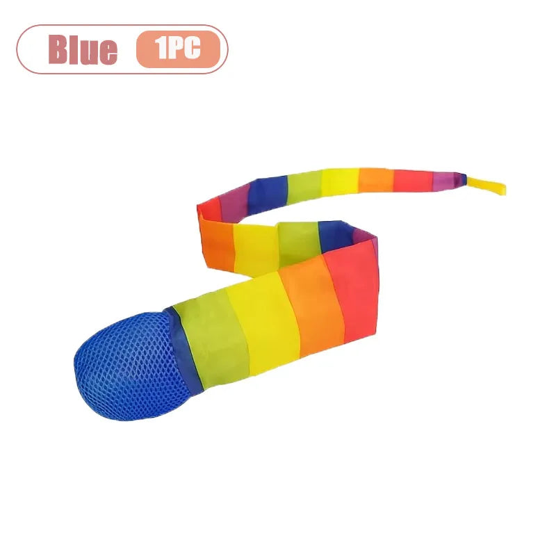 1-20PCS Rainbow Tail Throw Catch Ball Soft Colorful Playground Toy for Kids Adults School Training Gift Sports Durable Fun Vue Blue-1PC