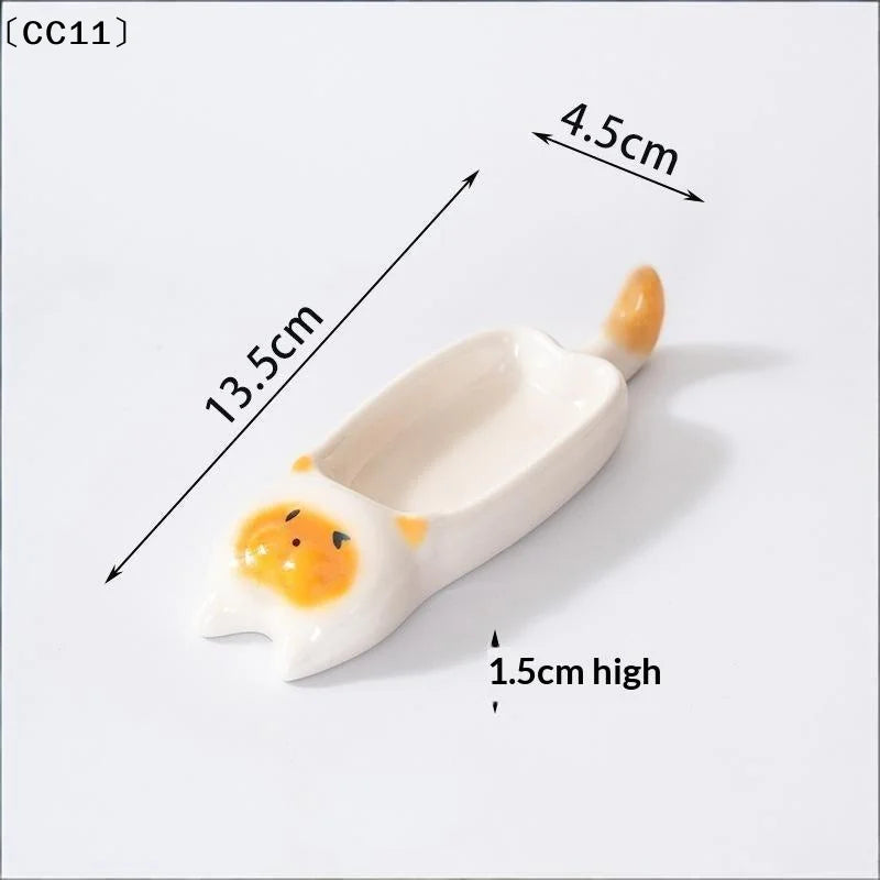 Ceramic Cat-shaped Mini Dipping Plate Side Dish Small Bowl Home