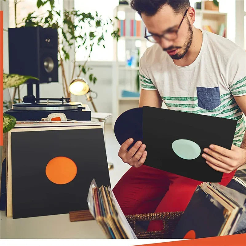10pcs 12 Inch Vinyl Records Sleeve LP Record Cover Resealable Outer Sleeves Composite Kraft Paper Bag Vinyl Record Storage Bags Vue