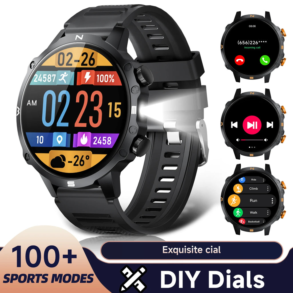 2026 NEW Smartwatch for Android/IOS Bluetooth Call Answer Music Player Multi-sports Modes Custom Dial Sport Watch Men Women Vue Silicone black Fashion Sport Watch