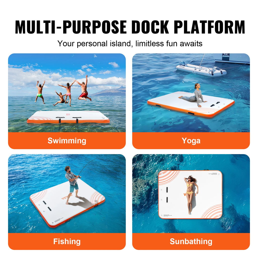 Inflatable Floating Dock 10x8 FT | Non-Slip Water Platform Inflatable Floating Dock Vue