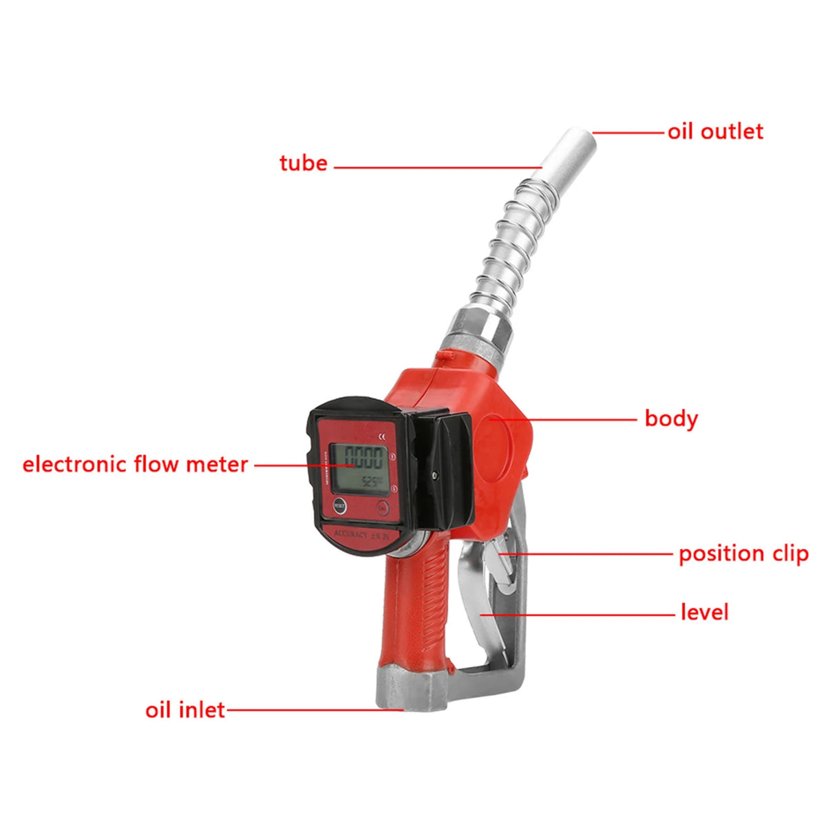 1in Automatic Fueling Nozzle Aluminum Alloy Digital Meter Petrol Fuel Nozzle Aluminum Alloy Fuel Nozzle Vue