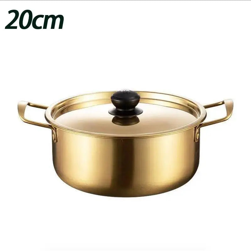 Korean Ramen Pot Stainless Steel Lid Soup Gold Plated Double Ear Vue D