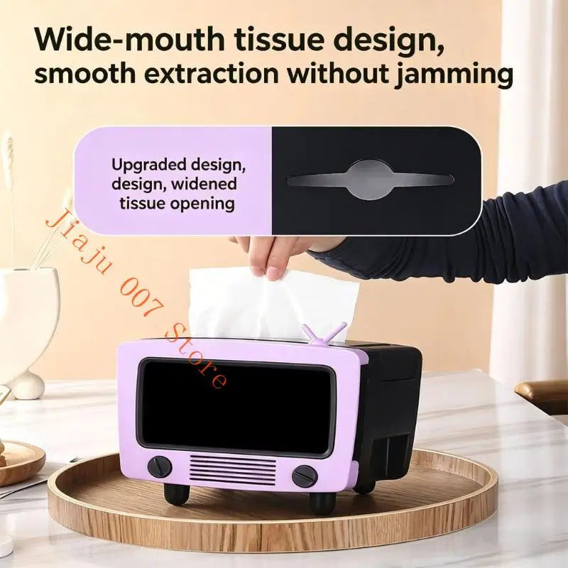 Tissue Box with Phone Stand & Storage – Up to 6.7" Phones Desktop Tissue Organizer Vue