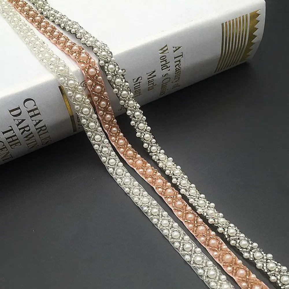 Handmade Decoration Bridal Applique Wedding Pearl DIY Ribbon Beaded Dress Decor Lace Trim Vue