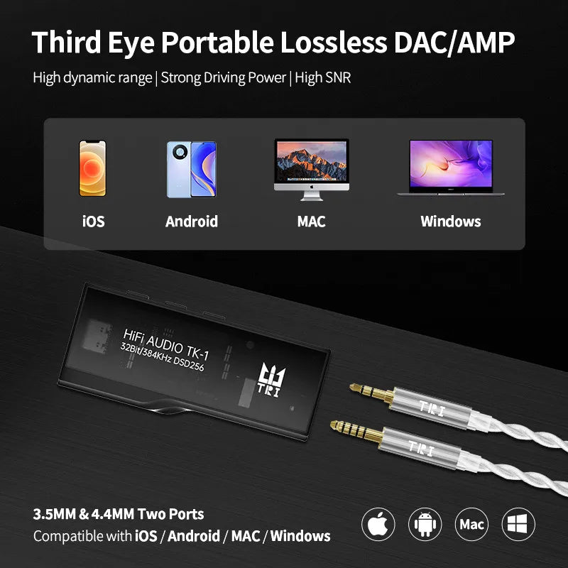 TRI TK1 Third Eye Portable DAC Headphone Amp – Dual CS43131 Portable DAC Amplifier Vue