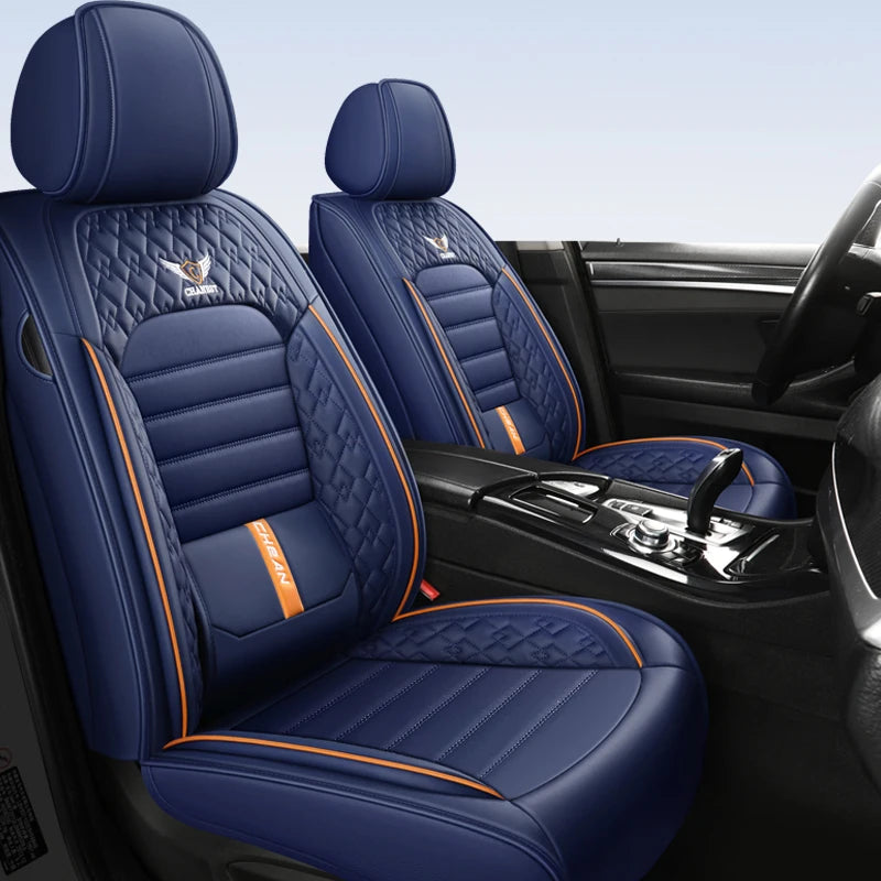 Full Set 5 Seats Car Seat Cover For Cars Front and Rear Seat Cushion Waterproof Leather Protector Universal Fit Most Vehicles Vue