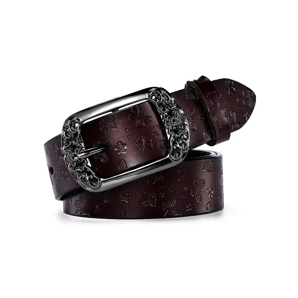 Fashion Alloy Pin Buckle Carved Waist Belt Harajuku Chic Punk Waistband Y2K Vintage Jeans Belts For Women Vue Coffee