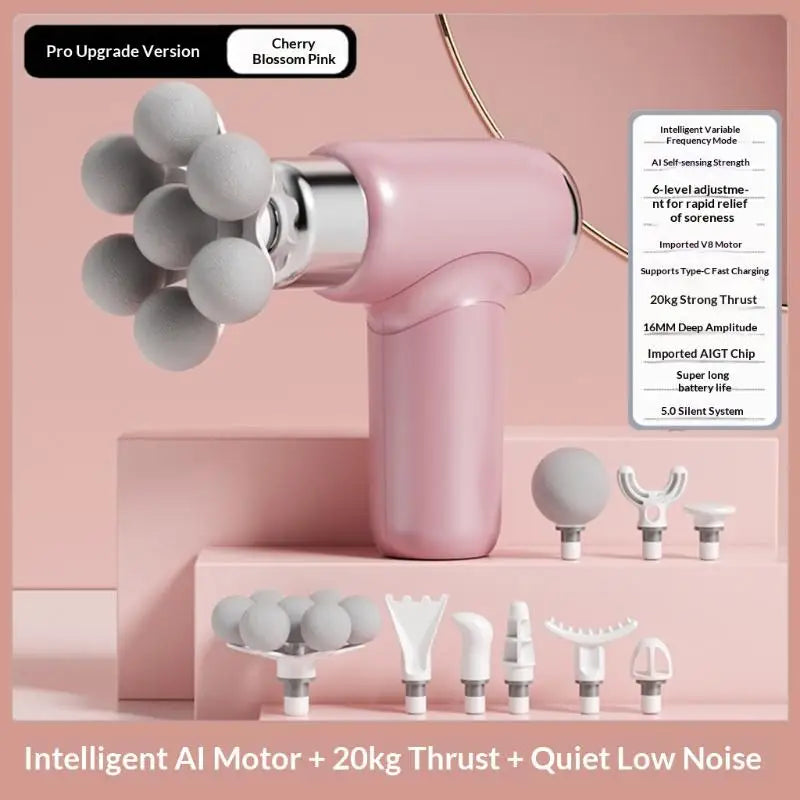 Upgraded Fascia Intelligent AI Chip 20kg Thrust Whole Body Muscle Relaxation Silent Massager Vue Pink