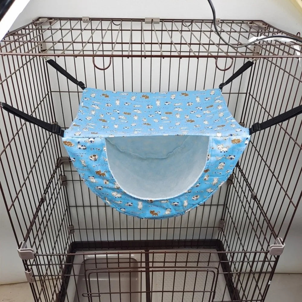 Breathable Cat Cage Hammock Sleeping House Adjustable Lanyard Kitten Swing Bed Thicken Cozy Cat Hanging Bed Cat Cage Accessories Vue Style 1