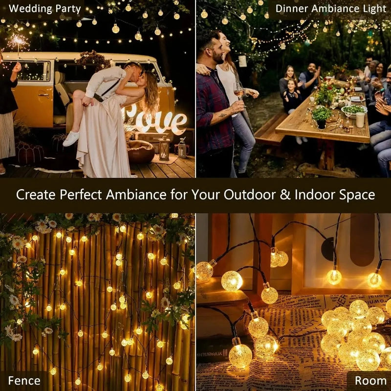 Solar Bubble Balls Lamp String Lights Outdoor Water Drops Outdoor Waterproof Orb Christmas Lights Patio Holiday Party Vue